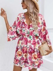 Floral Print Layered Ruffle Hem Mini Dress