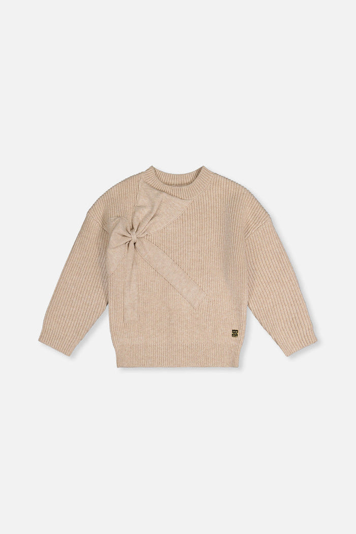 Deux Par Deux Bow Sweater in Off White