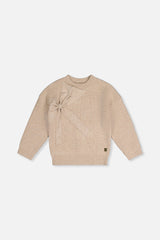 Deux Par Deux Bow Sweater in Off White
