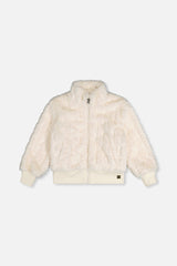 Deux Par Deux Faux Fur Jacquard Jacket in Off White