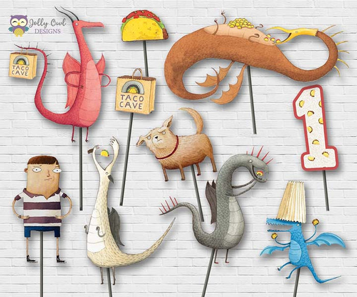 DRAGONS LOVE TACOS Party Cutouts for Age 1