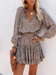 Tie Neck Lantern Sleeve Dress