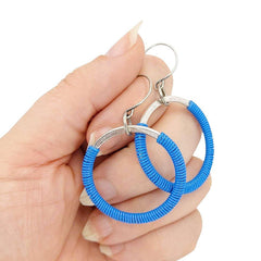 Earrings - Large Circles (Blue Telecom Wire) by XV Studios