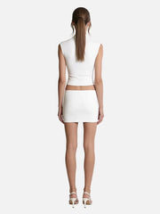 SLOWBURN Evelyn Set – beyaz, arka görünüm, crop top ve mini etekli