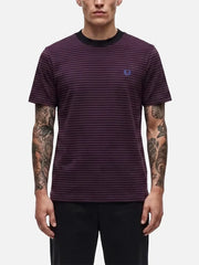 shopi go Twin Tipped Fred Perry Shirt – Burgundy/White, ön görünüm, ince çizgili desen