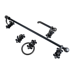 Fleur-de-lis Custom Bathroom Hardware Set - Handmade Heavy Duty Solid Steel - Multiple Finishes Available