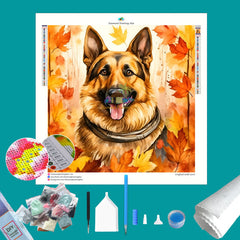 German Shepherd in Fall Diamond Painting