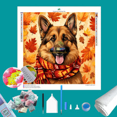 German Shepherd in Fall Diamond Painting