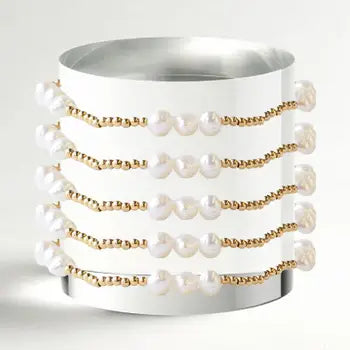 pearl and gold beaded bracelet