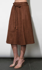 Greylin Wren Suede Midi Skirt in Camel