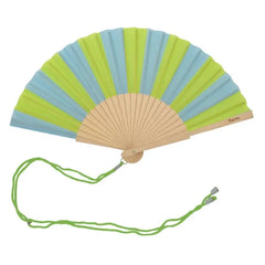 Hand Fan Lime Green and Blue Stripes