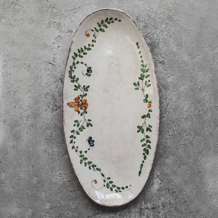 Hand-Painted Oval Ceramic Vine Platter