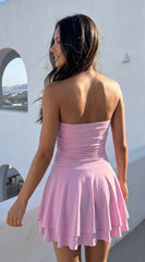 Siana Strapless Ruched Mini Dress - Pink