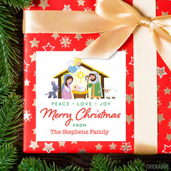 Kids' Nativity Scene Christmas Gift Labels