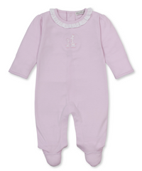 Kissy Kissy Ruffle Collar Footie in Pink Giraffe Laughs