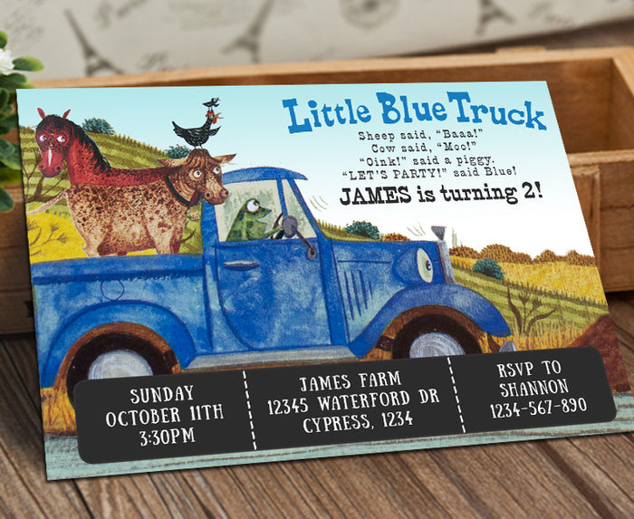 Little Blue Truck Birthday Party Invitation