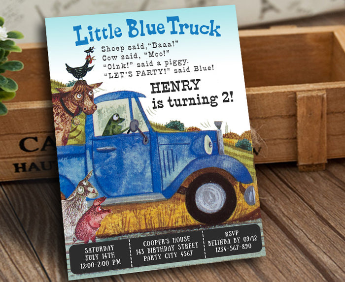 Little Blue Truck Birthday Party Invitation