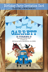 Little Blue Truck Birthday Party Invitation - Jolly Owl Designs