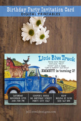 Little Blue Truck Birthday Party Invitation - Jolly Owl Designs