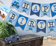 Little Blue Truck Happy Birthday Banner