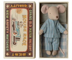 Maileg Big Brother Mouse in a Matchbox (Blue PJs)