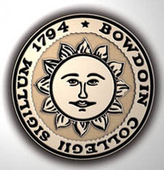 Closeup of Bowdoin sun seal medallion.