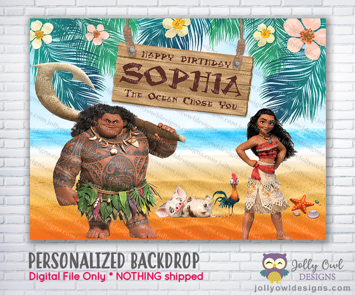 Moana and Maui Party Backdrop