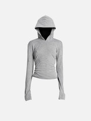 SHOPI GO Nara Second Skin Hoodie Top - Melange Grey - Uncategorized SWEATSHIRT