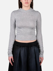 shopi go Nara Second Skin Hoodie Top – Melange Grey, önden görünüm