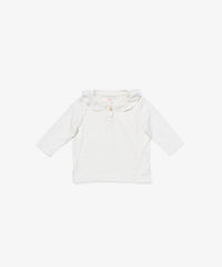 Oso & Me Hen Shirt in White with Vanilla Piping