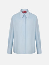 EX DE RUE Oversize Blue Shirt – mavi, önden görünüm