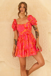 Paradise Pulse Chiffon Mini Dress - Red Multi