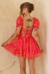 Paradise Pulse Chiffon Mini Dress - Red Multi