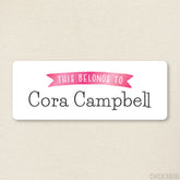 Pink Banner "This Belongs To" Labels