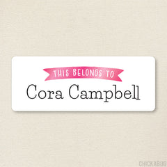 Pink Banner "This Belongs To" Labels