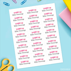 Pink Banner "This Belongs To" Labels