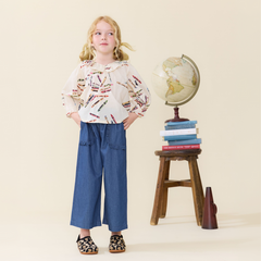 Pink Chicken Bailey Ruffle Pant in Chambray