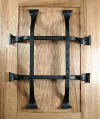 Premium Curled Tip Speakeasy Grille - Size: 12" x 14" 4 Bars, Black Powder Coat finish - Wild West Hardware