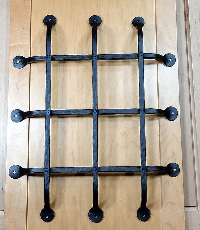Premium Flat Tipped Speakeasy Grille - Size: 16" x 20" 6 Bars, Black Powder Coat finish - Wild West Hardware