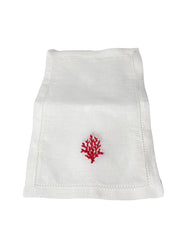 Red Coral Branch Cocktail Napkins, Set of 4