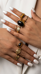 Enduring Lux Retro 8 Piece Rings Set - Gold