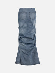 EX DE RUE Sculp Skirt II – mavi denim, arka görünüm