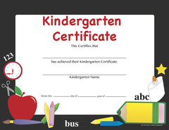Cute Kindergarten Award Certificate