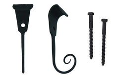 Shutter Dogs Tiebacks - Charleston with Lag, 7 Inch, Black Powder Coat
