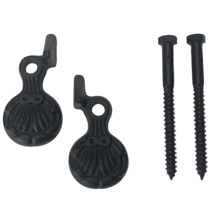 Shutter Dogs Tiebacks - 3/2-L Shell with Lag, 3-3/4 Inch, Black Powder Coat