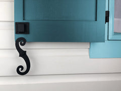Shutter Dogs Tiebacks - Stainless Steel Scroll with Lag - 6-3/4 Inch - Black Textured Powder Coat