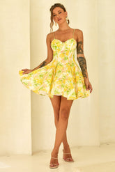 Signature Lady Woven Mini Dress - Yellow
