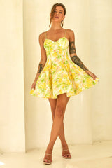Signature Lady Woven Mini Dress - Yellow