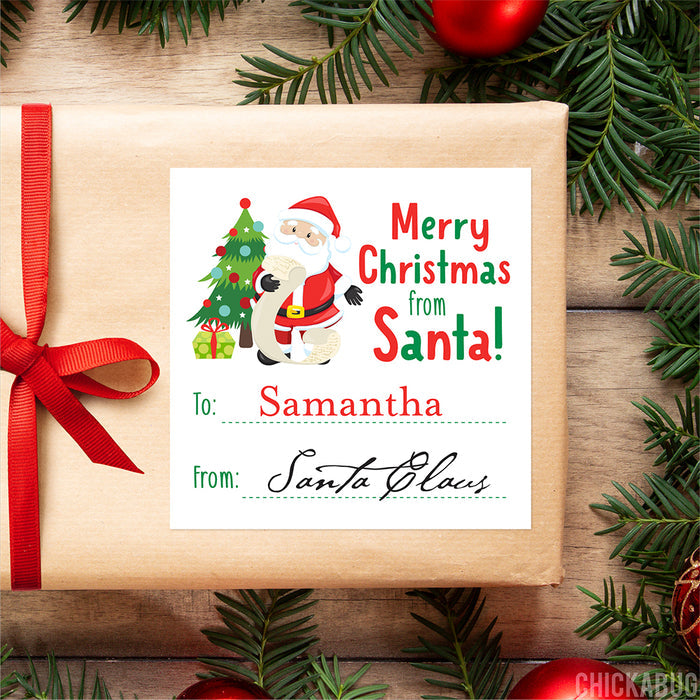 Signed by Santa Christmas Gift Labels - Santa Checking His List