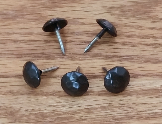 Small Round Hammered Clavos - 7/16" dia., Dark Bronze powder coat finish (25 pack) - Wild West Hardware